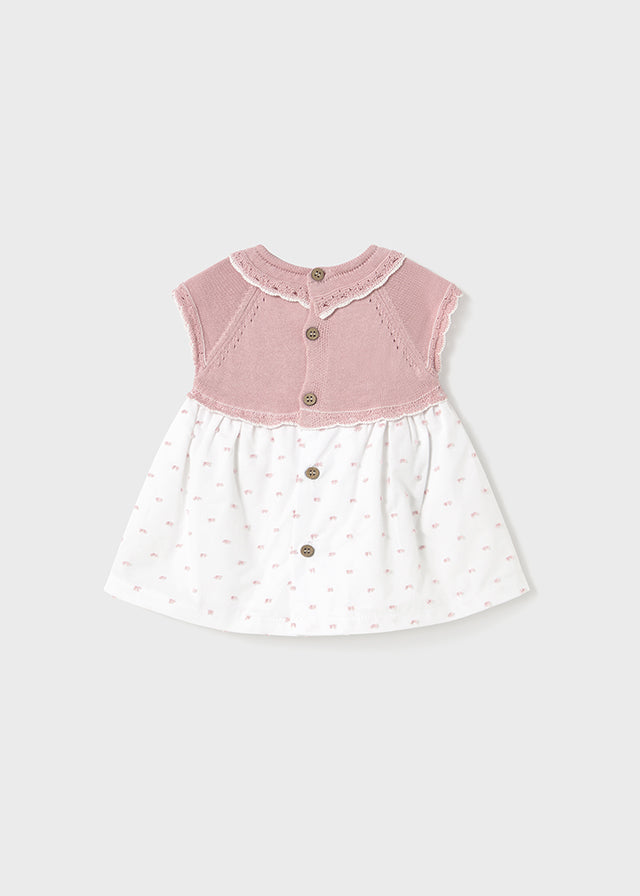 Vestido rosa empolvado combinado Mayoral 01849-040