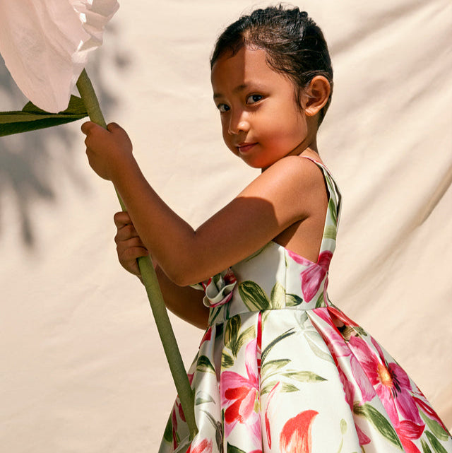 Vestido menina Miranda Bege e Rosa 0220