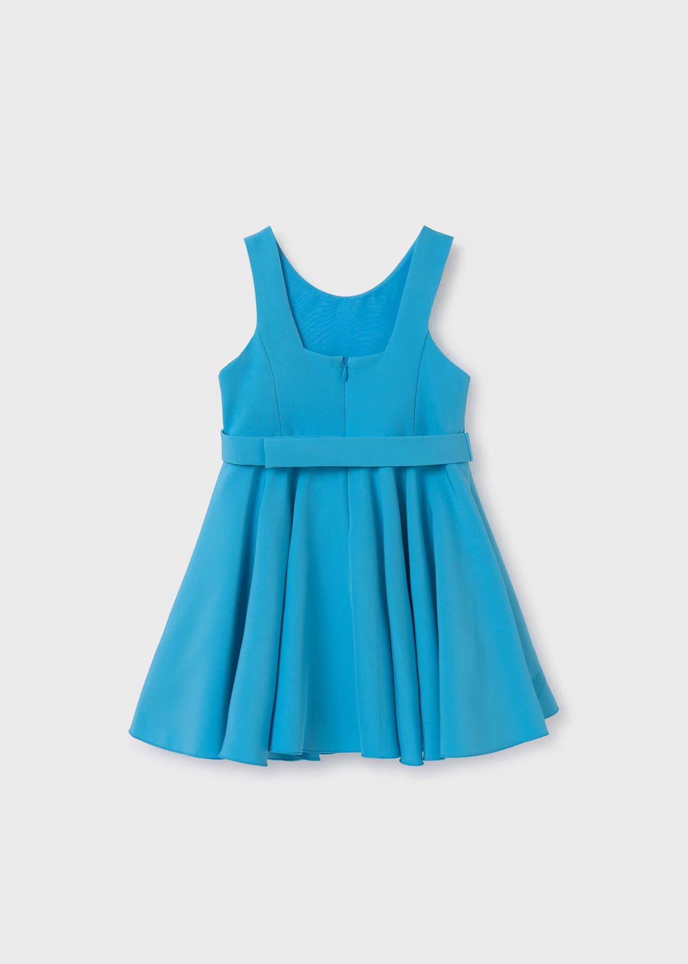 Vestido turquesa crepe aplique floral niña  05062