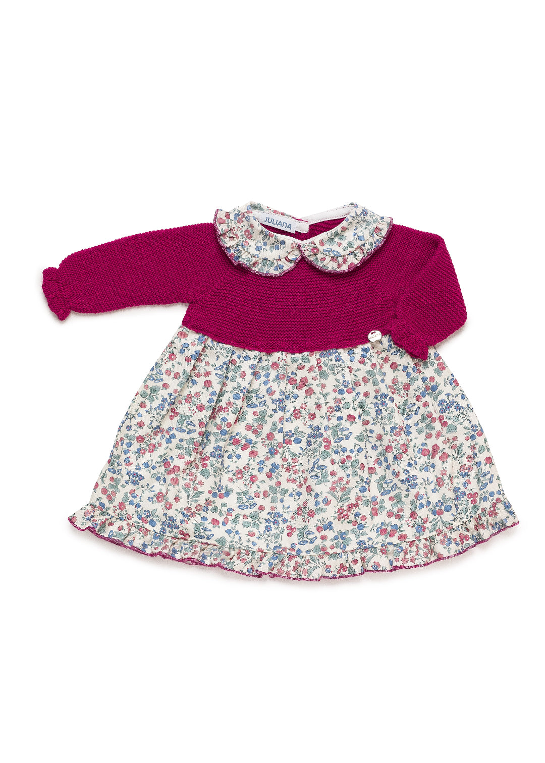 Vestido Cuerpo Punto Estampado Flores fucsia JULIANA 25648