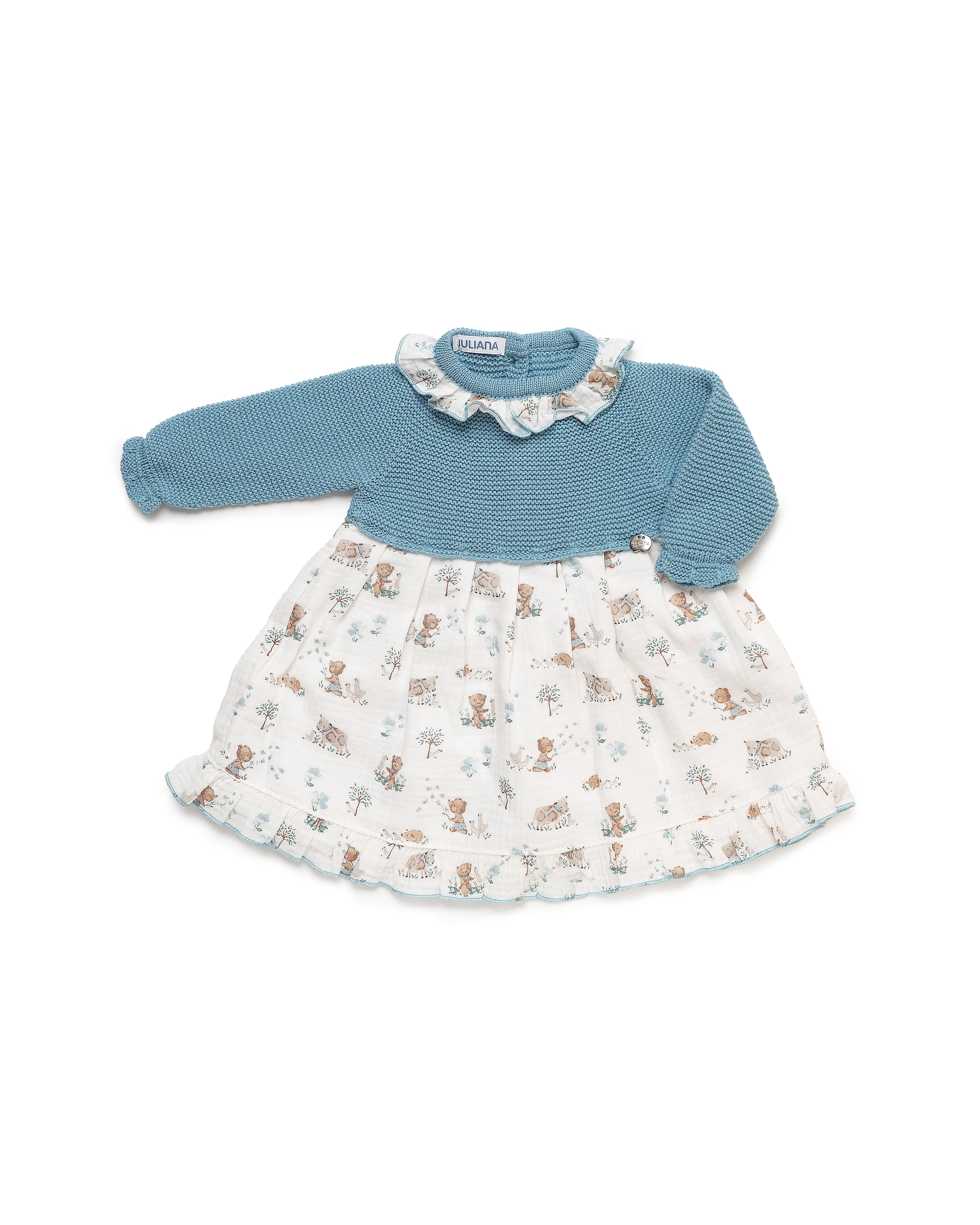 Vestido Cuerpo Punto Azul Nube Animalitos juliana 25649
