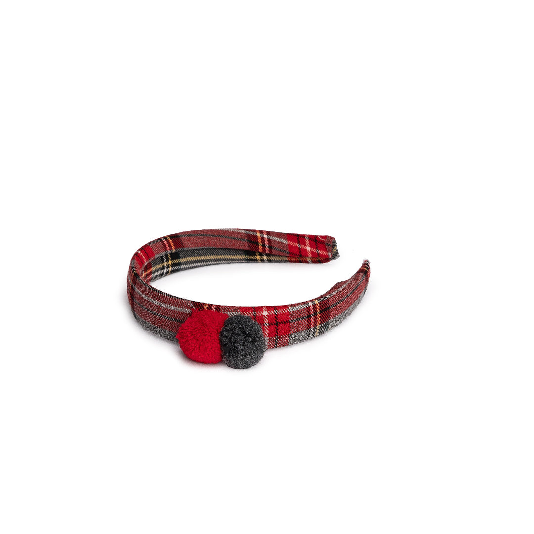 Diadema cuadros 2 pompones rojo JULIANA 25741