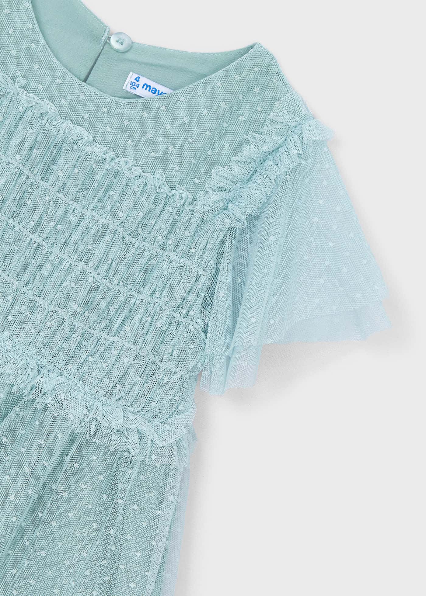 Vestido niña verde agua tul plumeti Mayoal 03917