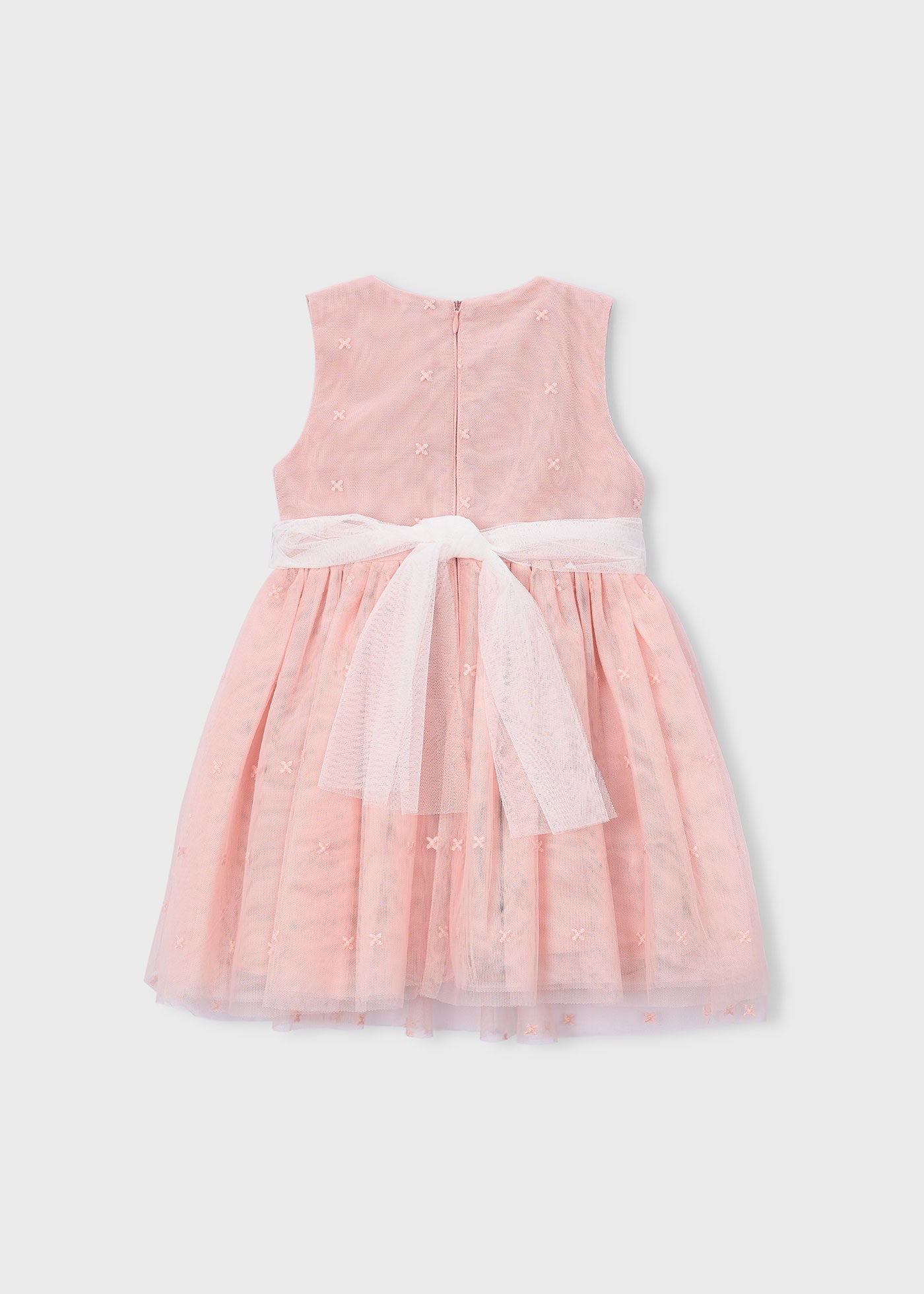 Vestido de Niña Mayoral en Tul Bordado con Flores - Rosa Empolvado 03919