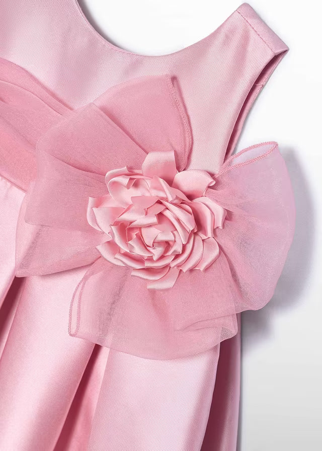 Vestido Mikado Bebé Niña Abel & Lula Color Rosa con Flor 05010