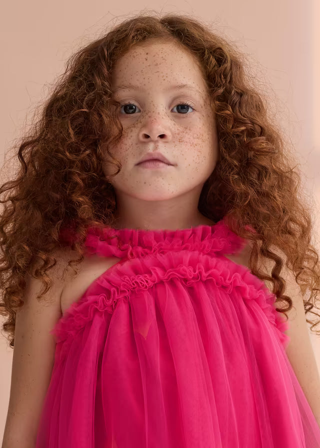 Vestido Tul Volantes Fucsia Abel & Lula para Niña 05036