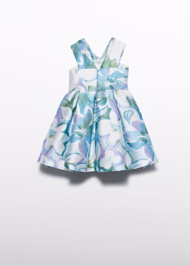 Vestido niña floral azul con flor decorativa – Abel y Lula 05052
