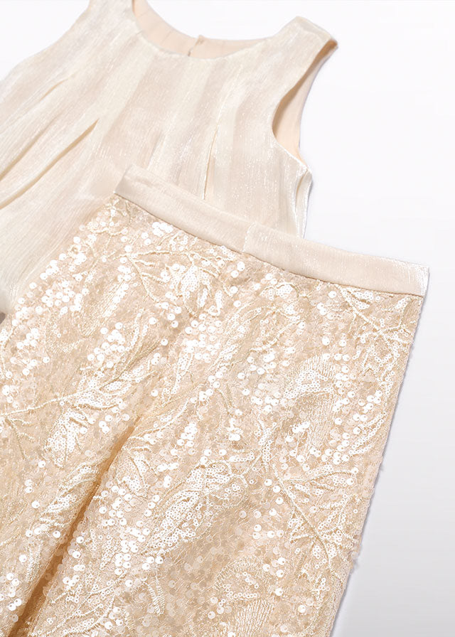 Conjunto de Lentejuelas Color Champagne Abel & Lula con Top y Pantalón 05214