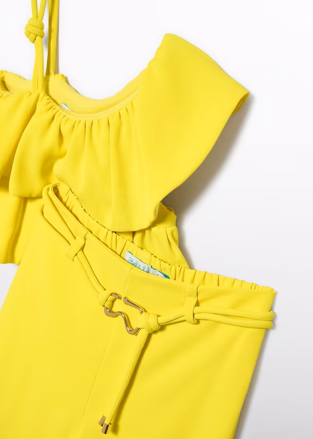 Conjunto niña amarillo top asimétrico y pantalón largo – Abel y Lula 05283