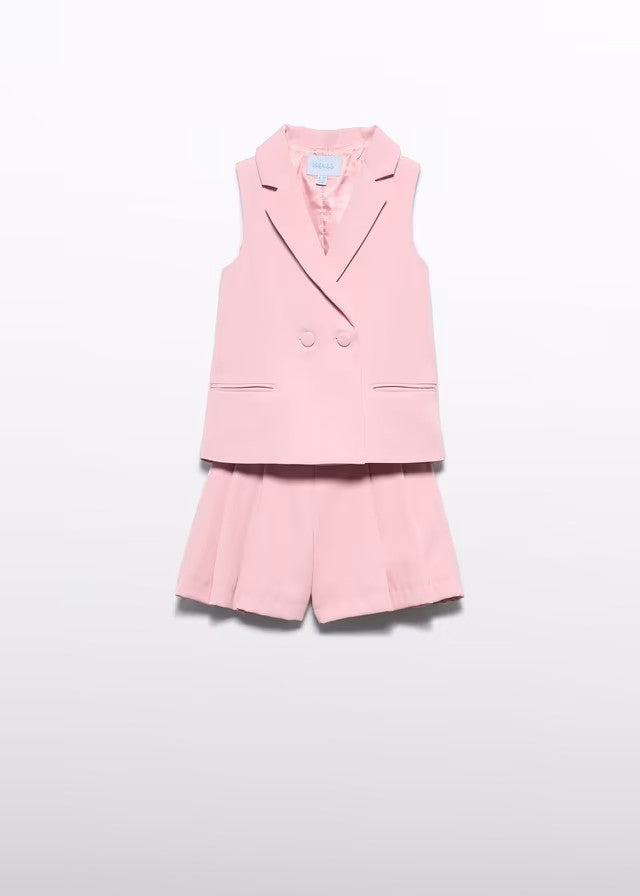 Conjunto niña chaleco y bermuda rosa empolvado – Abel y Lula 05287