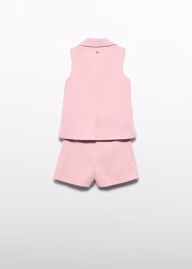 Conjunto niña chaleco y bermuda rosa empolvado – Abel y Lula 05287