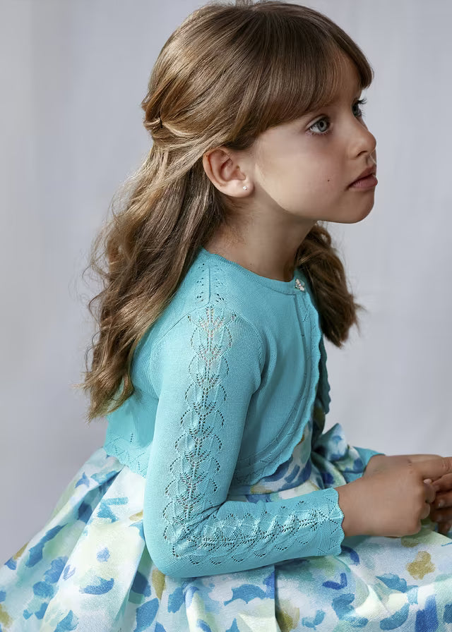 Rebeca Tricot turquesa de Ceremonia Abel & Lula para Niña 05304