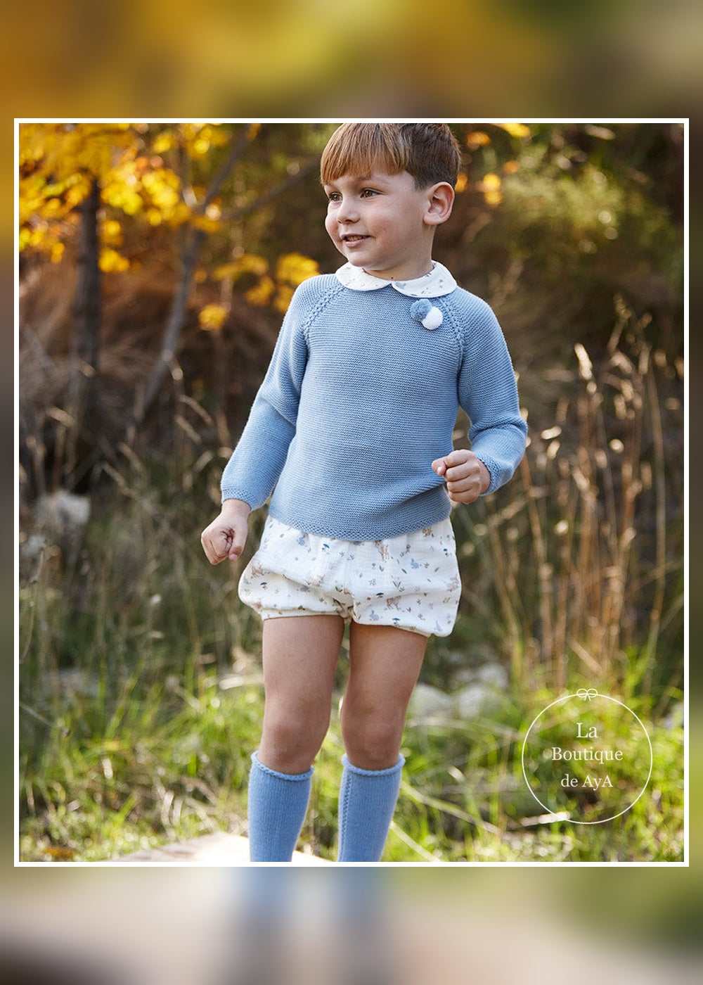Conjunto bebé niño punto azul cielo y pantalón animalitos Juliana 26586 - vista principal - referencia 26586