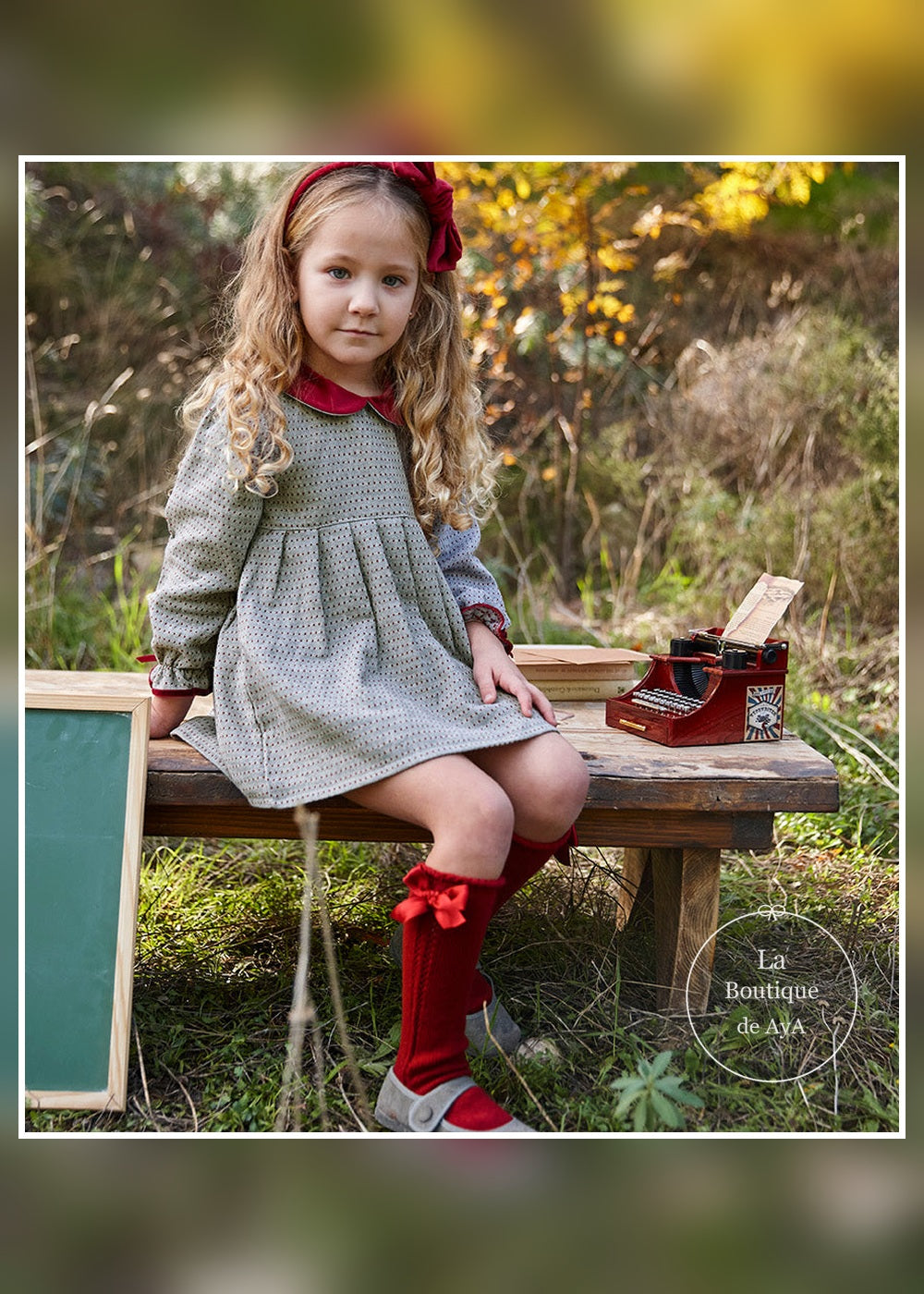 Vestido niña rioja motas cuello terciopelo Juliana 26663 - vista principal - referencia 26663
