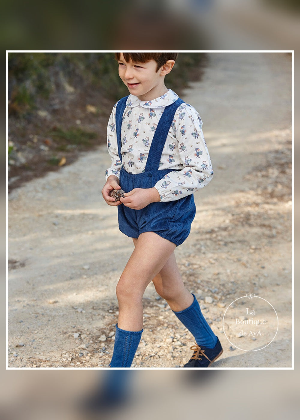 Conjunto niño camisa zorritos y pantalón con tirantes Juliana 26698 - vista principal - referencia 26698