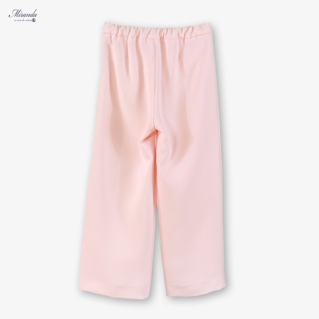 Conjunto niña rosa blusa tul y pantalón fluido Miranda 0324