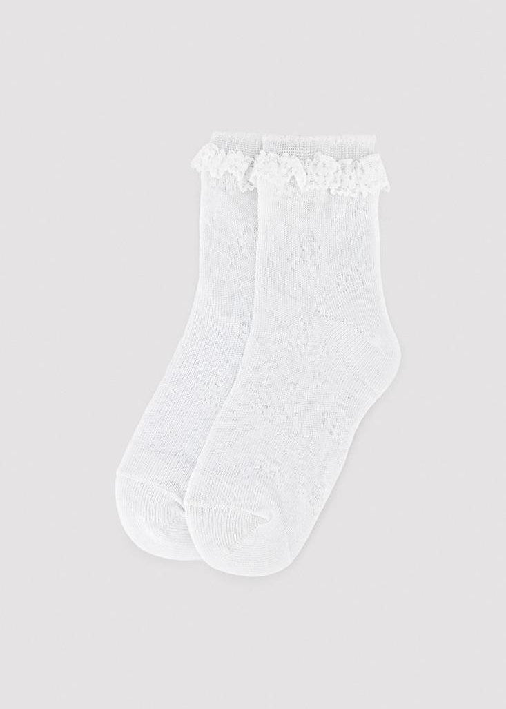 Calcetín calado blanco niña Ysabel Mora con puntilla de blonda para ceremonias.