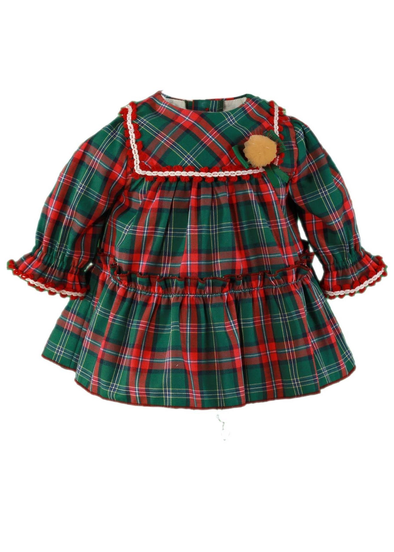 Vestido bebe niña cuadros verde botella 0030