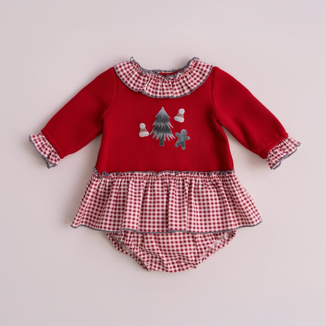 Vestido y braguita bebe niña rojo navideño Miranda 0045 - La boutique de AyA Miranda