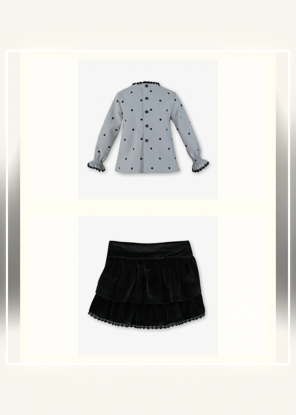 Conjunto blusa gris y falda pantalón negra para niña Miranda 0224, imagen 3