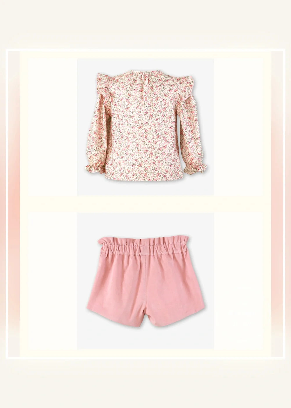 Conjunto blusa floral y short rosa para niña Miranda 0246, imagen 3