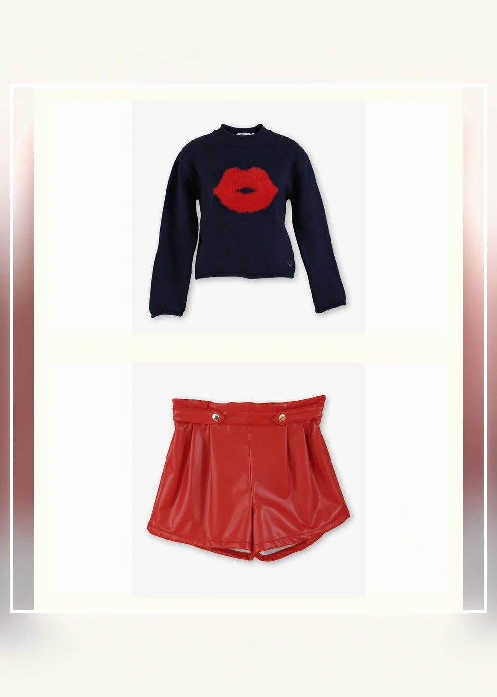Conjunto jersey marino y short rojo para niña Miranda 0313, imagen 2