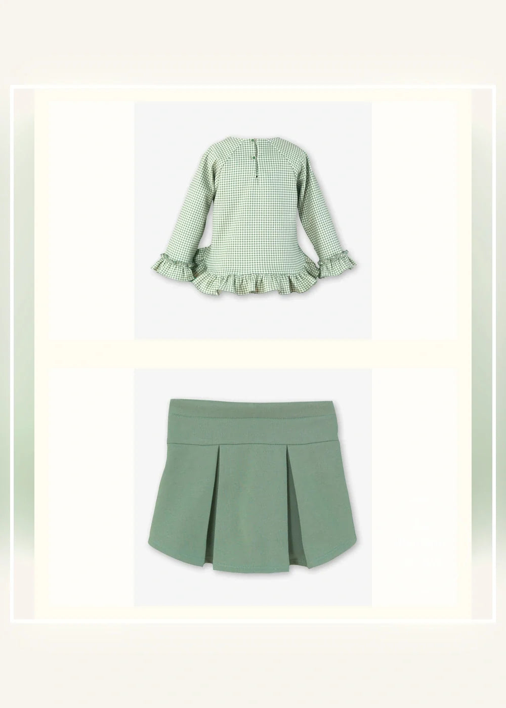 Conjunto sudadera vichy y falda pantalón verde para niña Miranda 0614, imagen 3