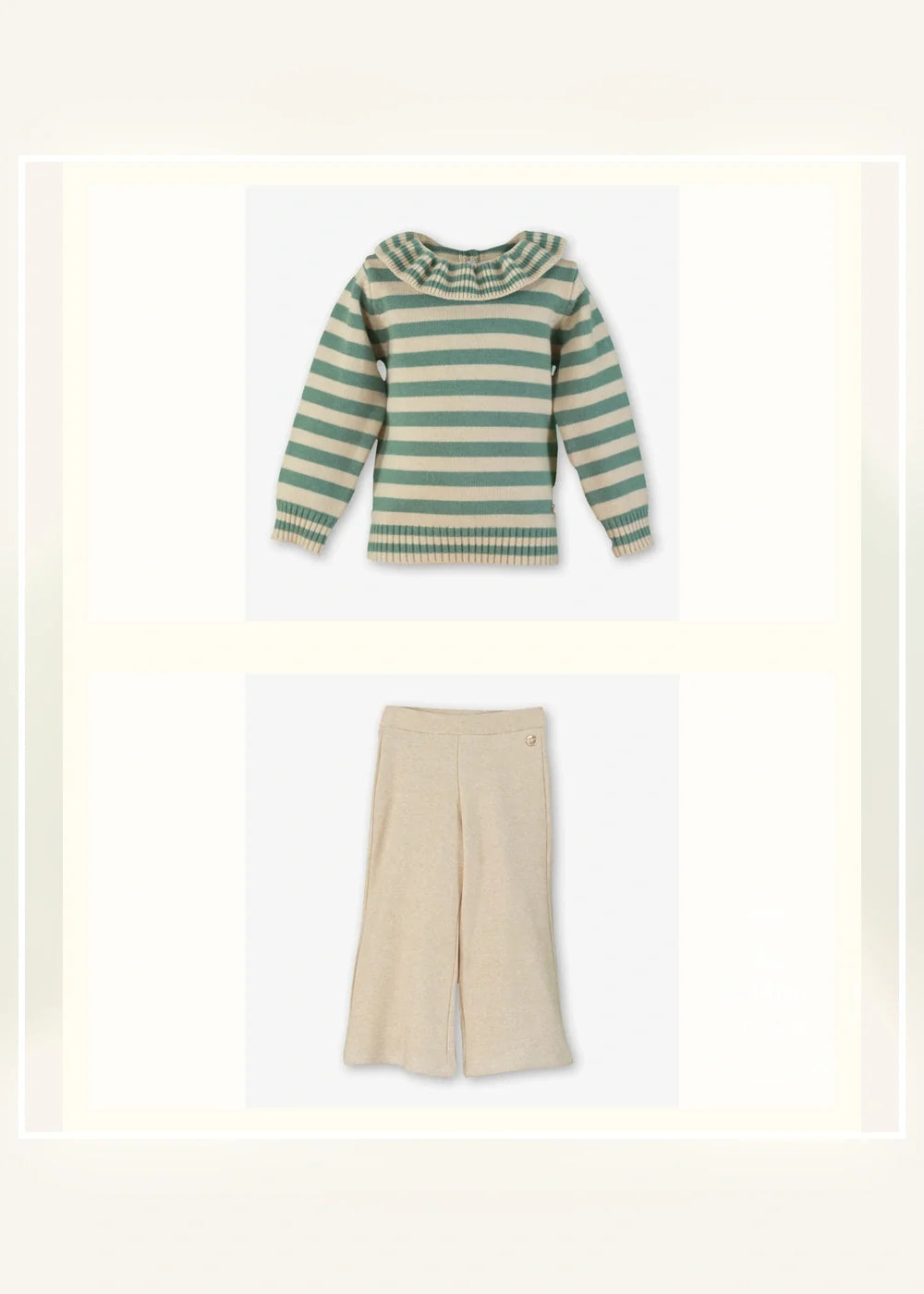 Conjunto jersey de rayas y pantalón beige para niña Miranda 0620, imagen 2