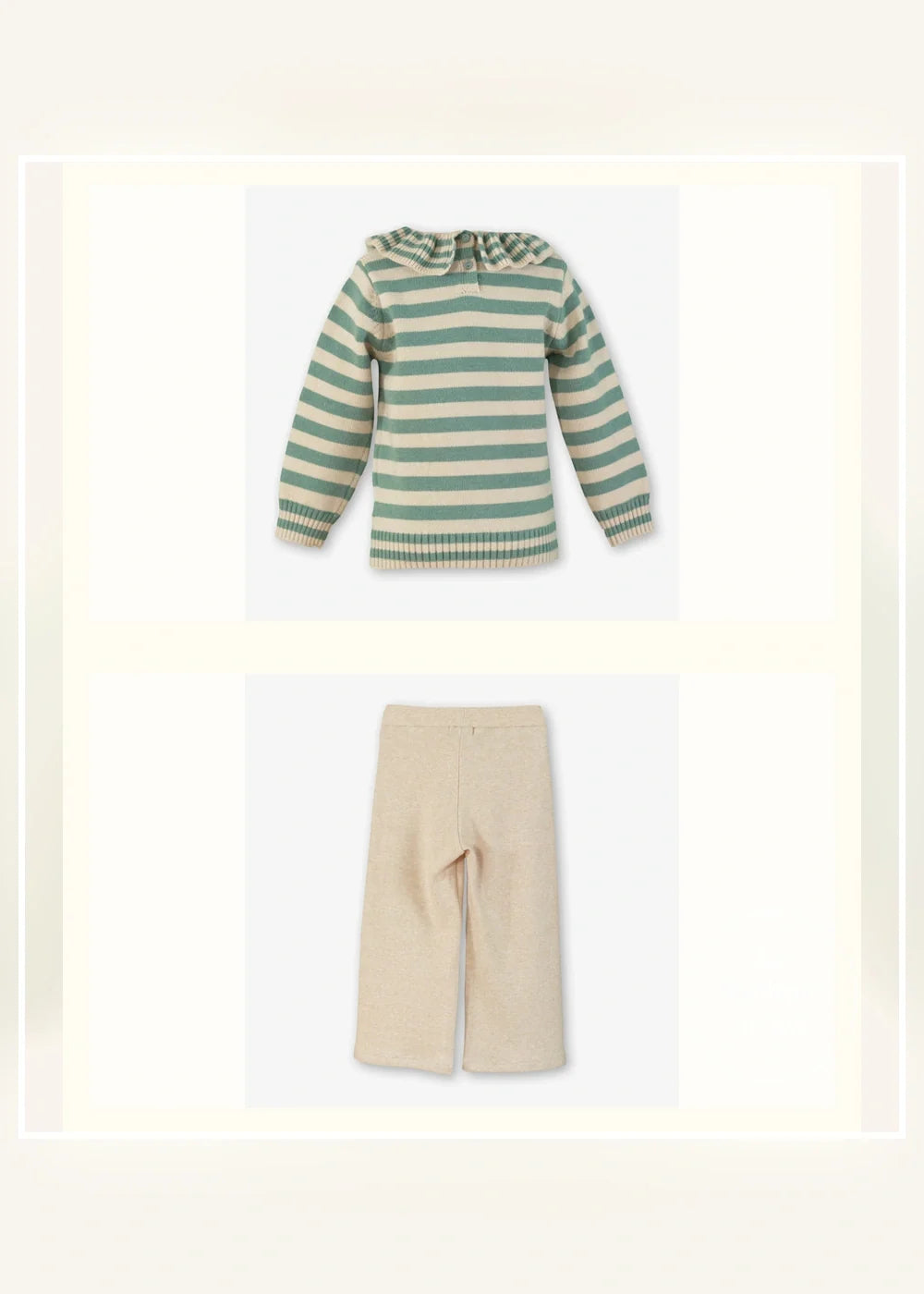 Conjunto jersey de rayas y pantalón beige para niña Miranda 0620, imagen 3