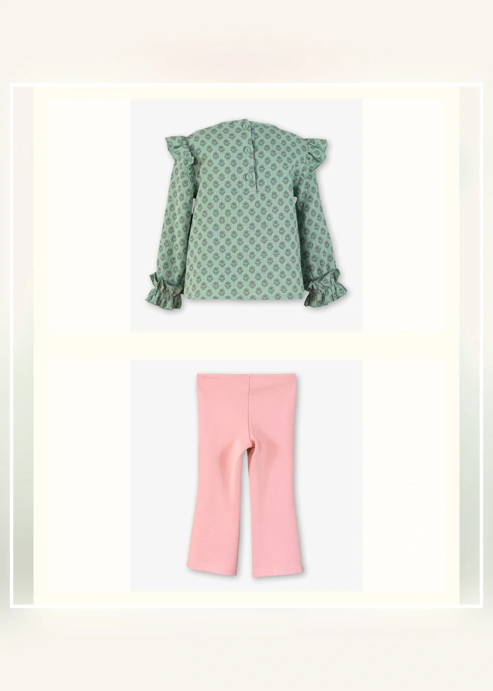 Conjunto blusa verde y pantalón rosa para niña Miranda 0623, imagen 3