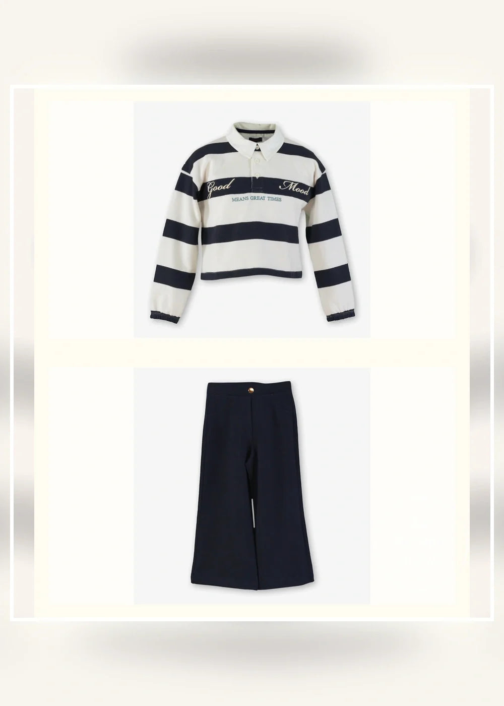 Conjunto polo de rayas y pantalón marino para niña Miranda 1402, imagen 2