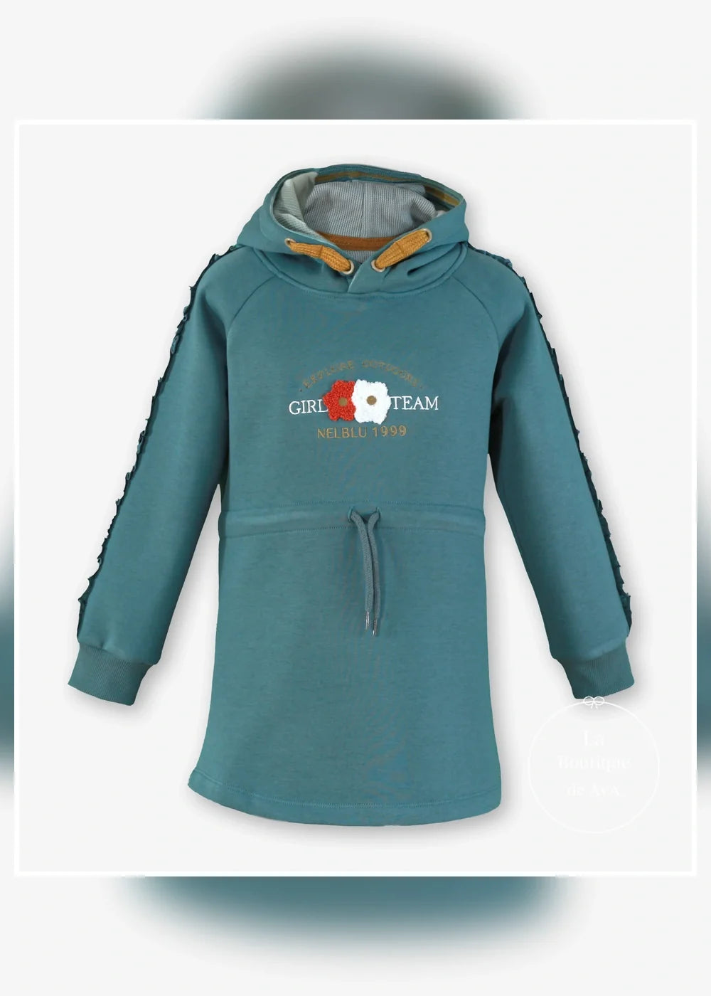 Vestido sudadera verde agua con capucha para niña Miranda 1403, imagen 2