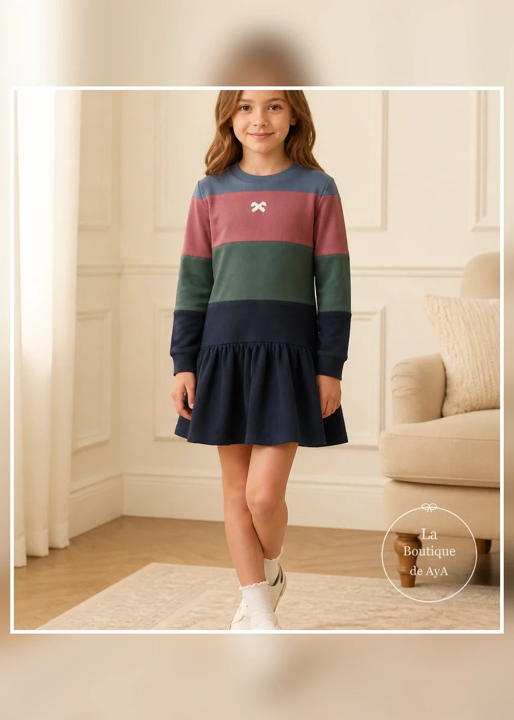 Vestido sudadera multicolor para niña Miranda 1407, portada con modelo