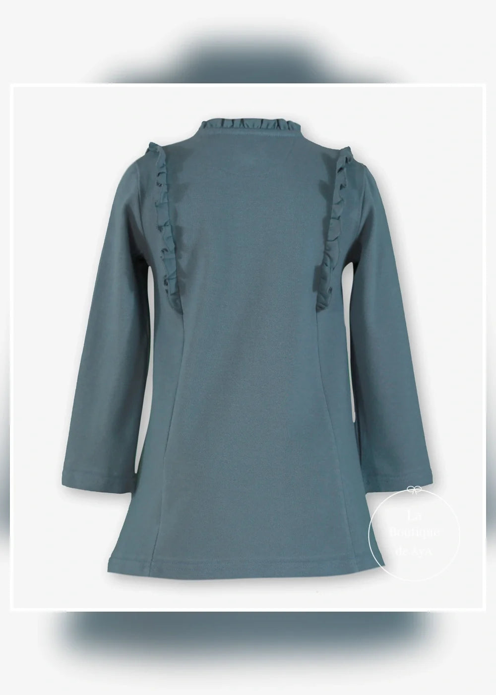 Vestido azul empolvado con volantes para niña Miranda 1412, imagen 3