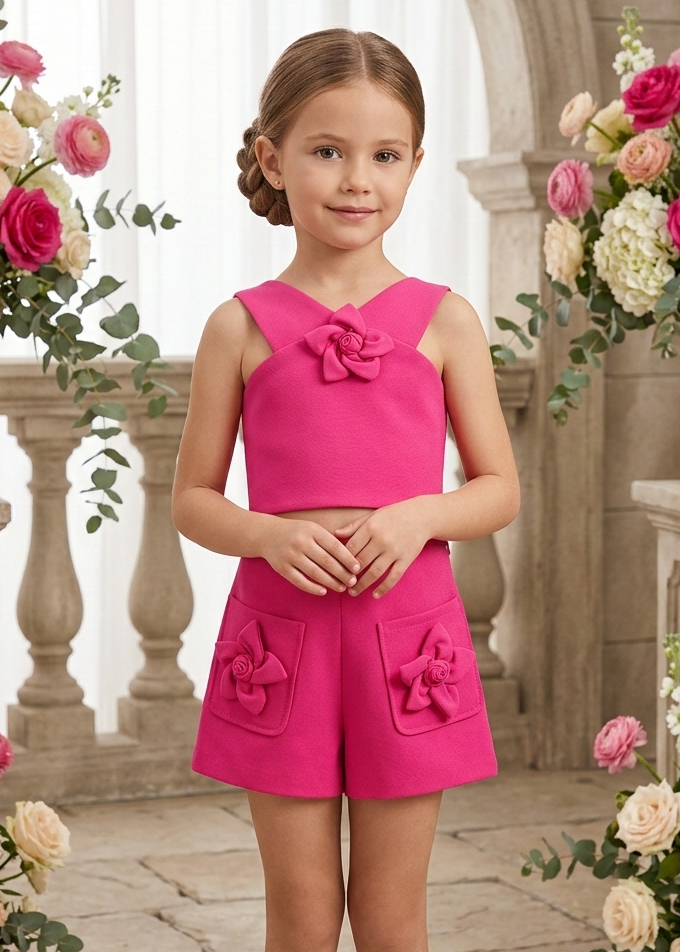 Conj. bermuda crepe flores 03948-094