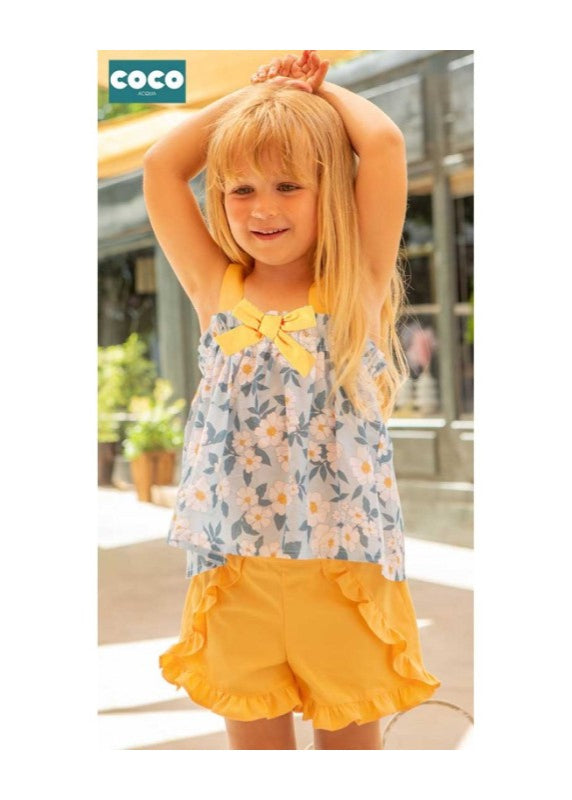 Conjunto Niña Floral con cinta Coco Acqua 50154