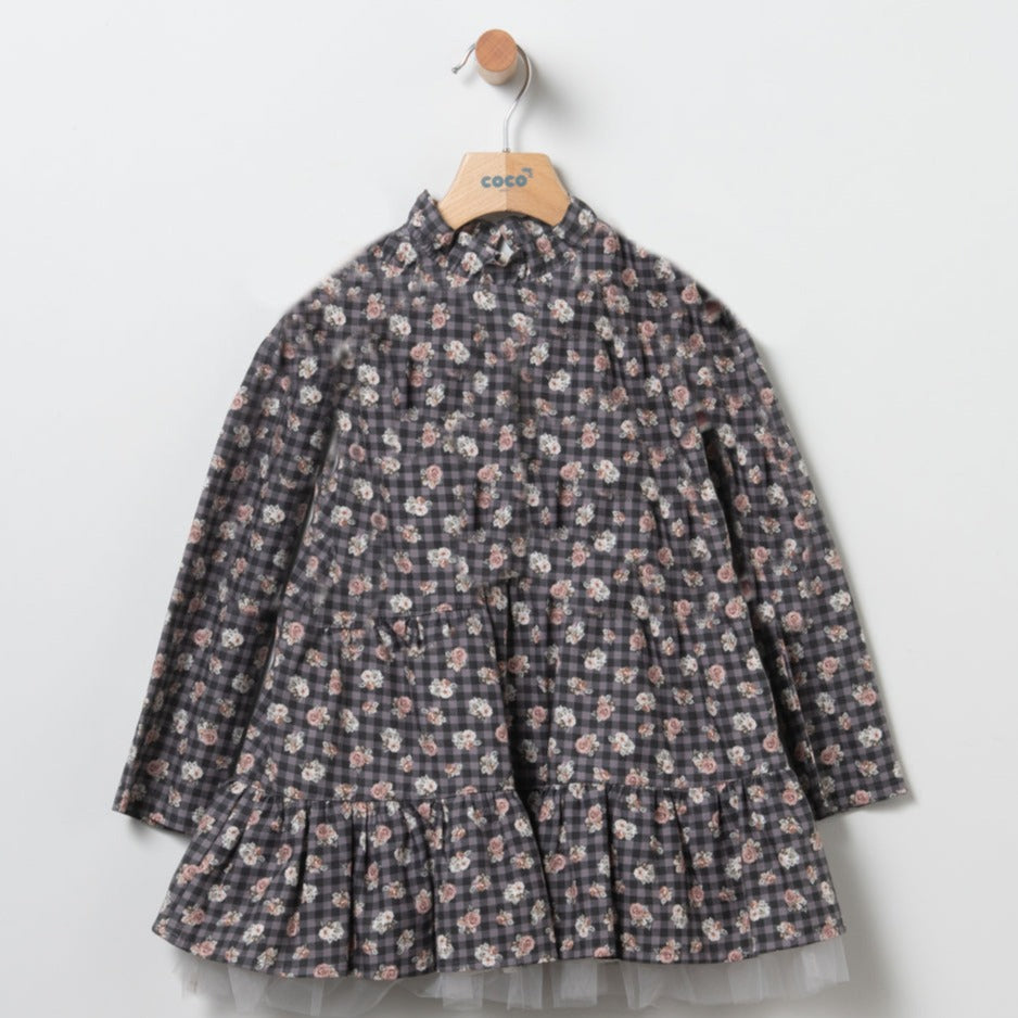 Vestido mas chaleco de niña de flores en gris Coco Acqua 50170 - La boutique de AyA