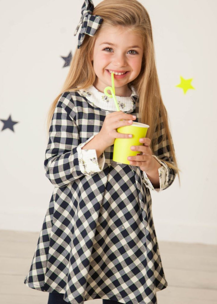 Vestido de niña de cuadros en azul marino CocoAcqua 50217 - La boutique de AyA