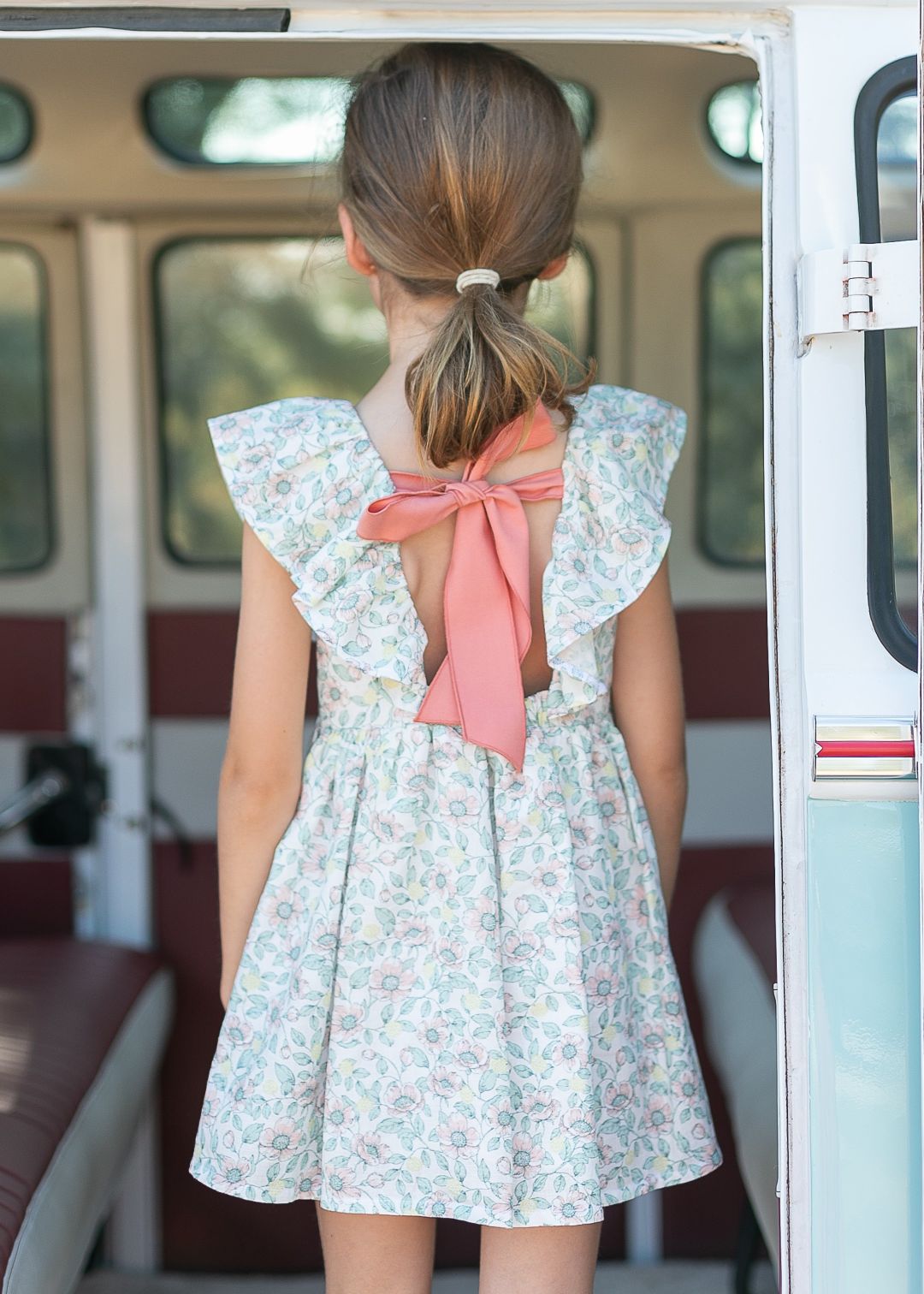 Vestido menina Miranda Bege e Rosa 0220