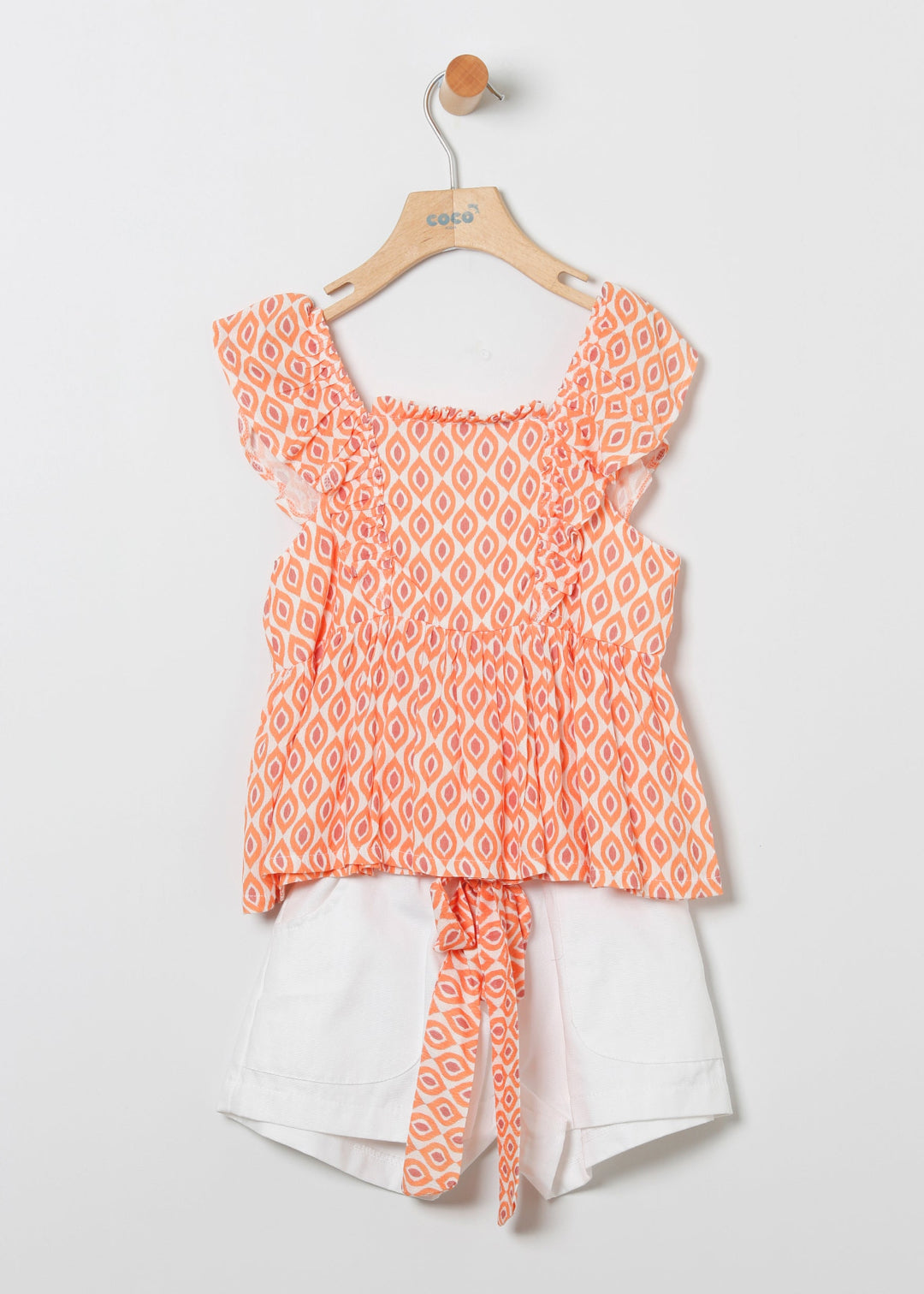 Conjunto short y blusa naranja niña coco acqua 50427