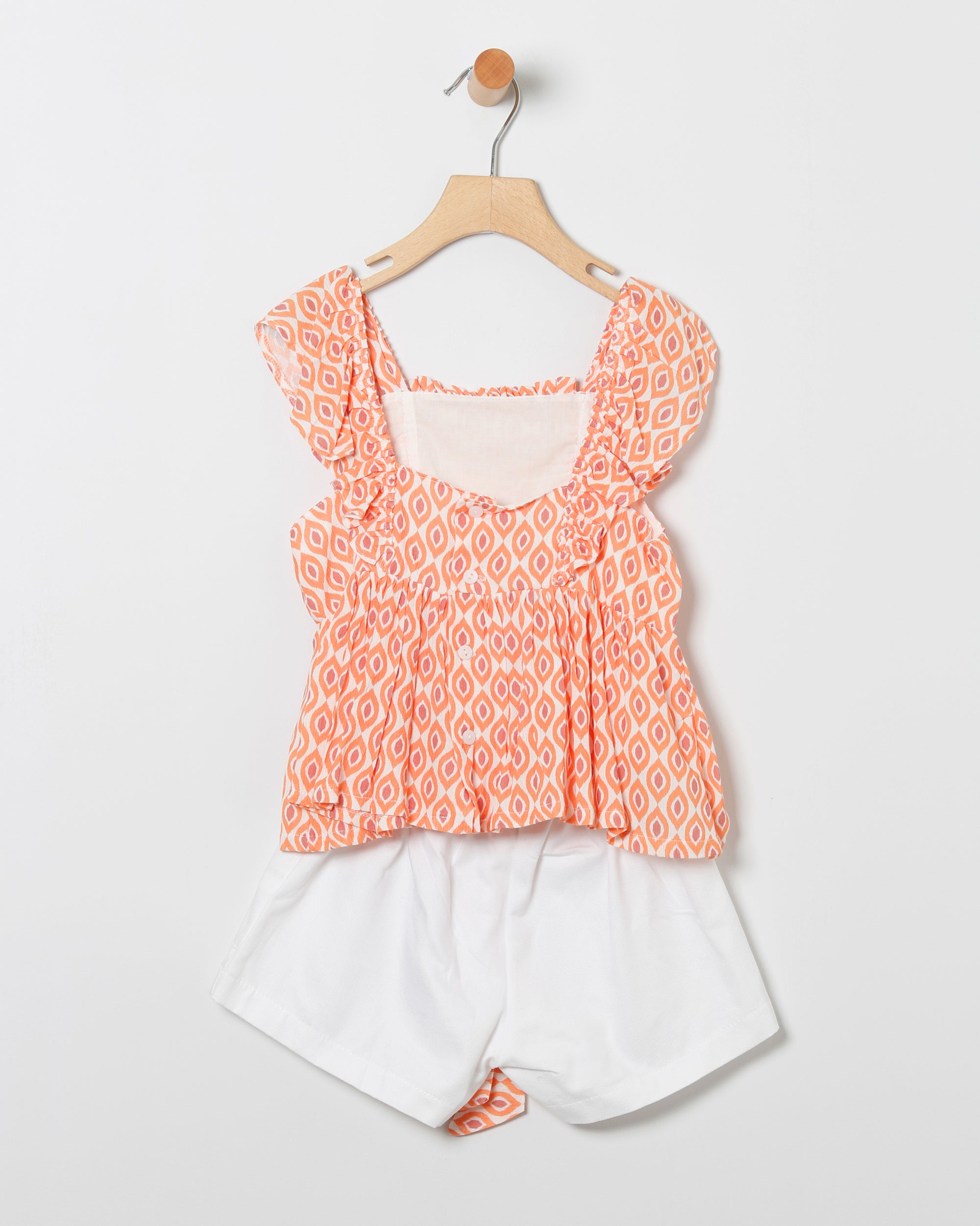 Conjunto short y blusa naranja niña coco acqua 50427