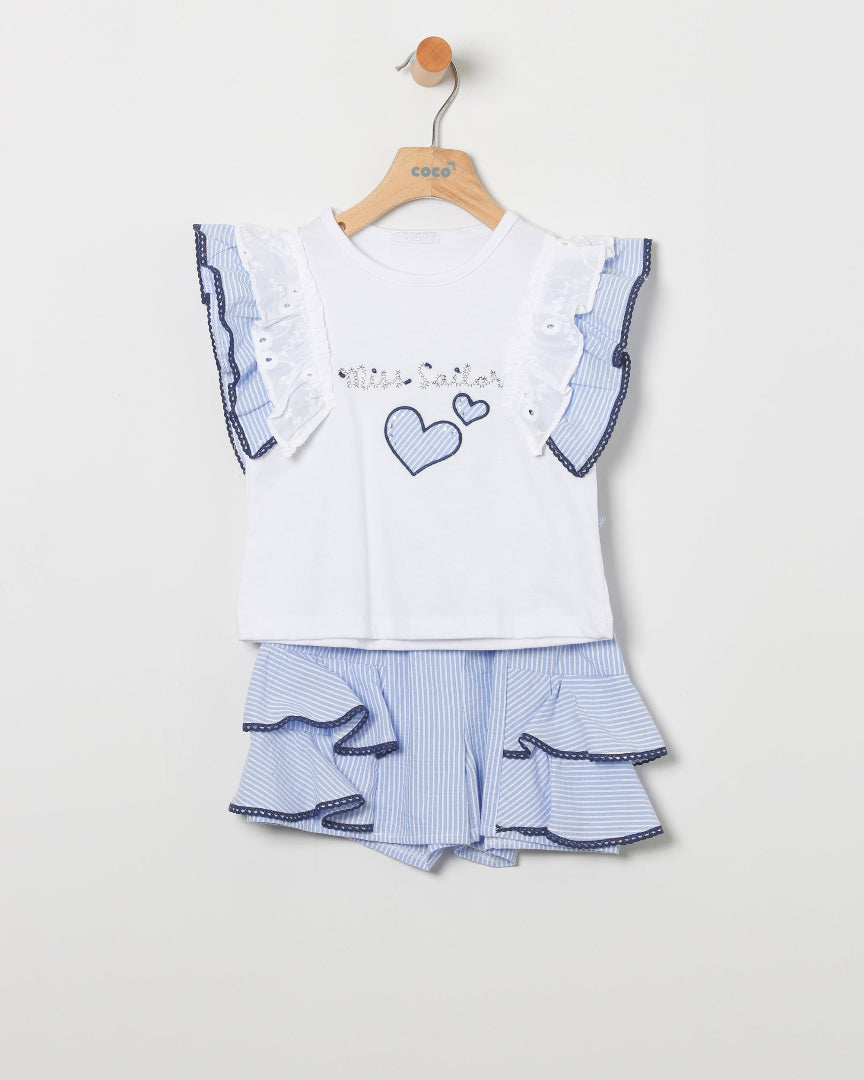 Camiseta y falda rayas celeste CocoAcqua 50444