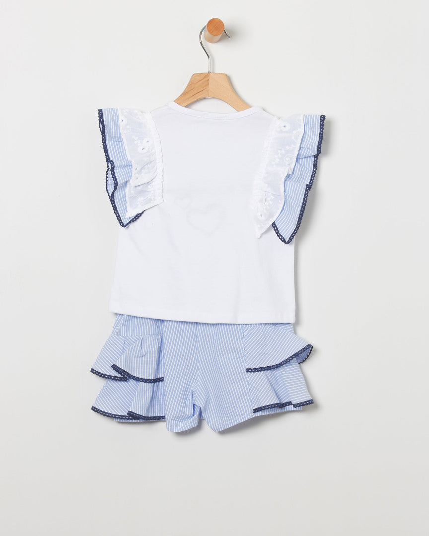 Camiseta y falda rayas celeste CocoAcqua 50444