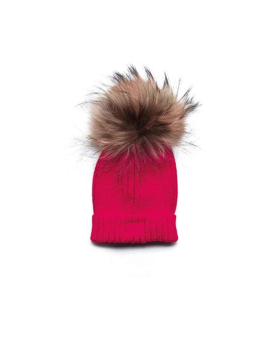 Gorro suelto canale pompon pelo rojo JULIANA 50912