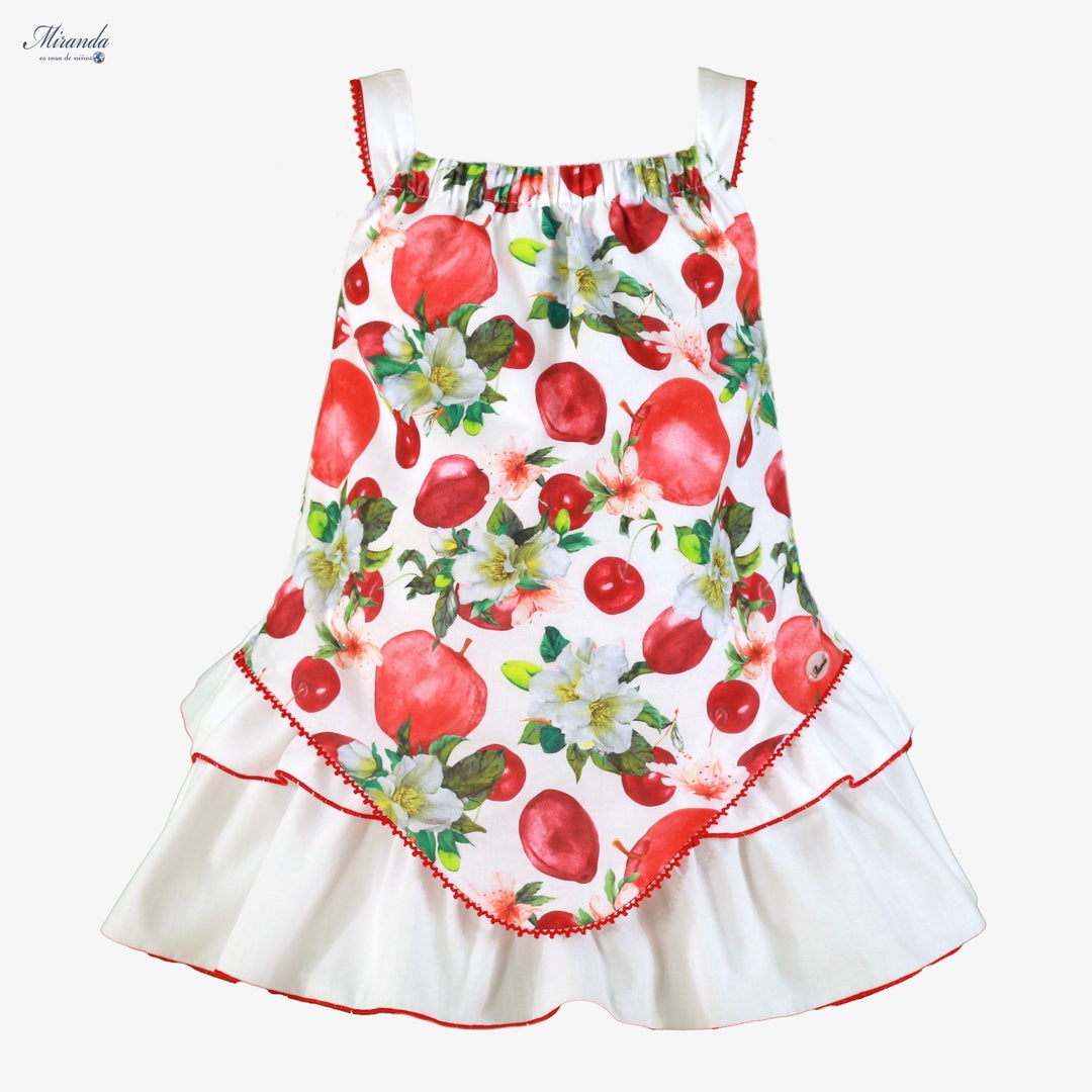 Vestido niña estampado frutas con volantes Miranda 0600