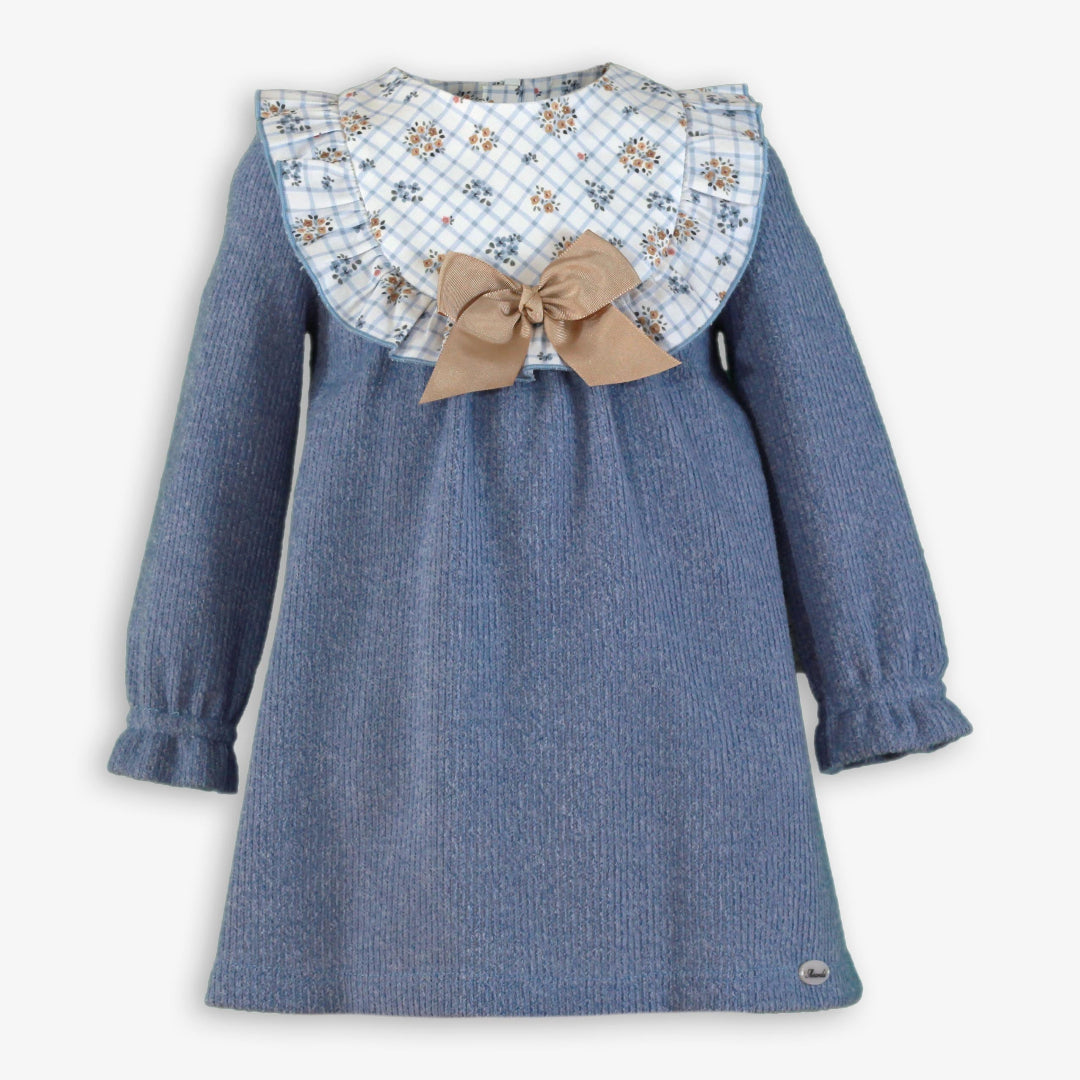 Vestido infantil niña punto lazo azul miranda 0600