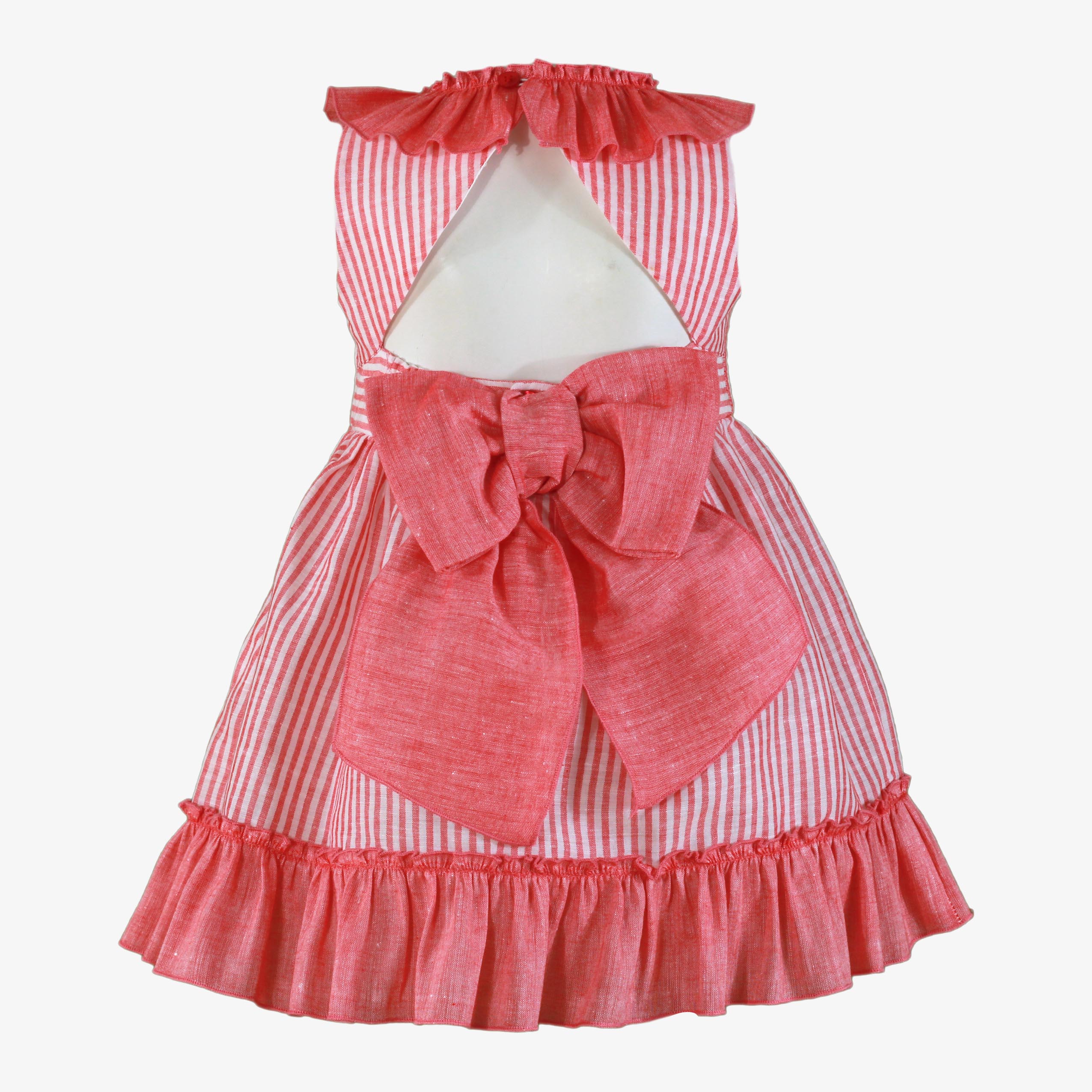 Vestido rojo Miranda 0616 con lazo y abertura trasera para niñas