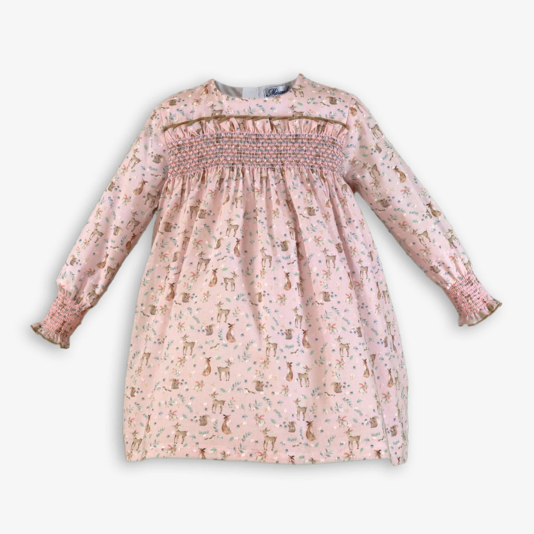 Vestido infantil niña animalitos rosa miranda 0616
