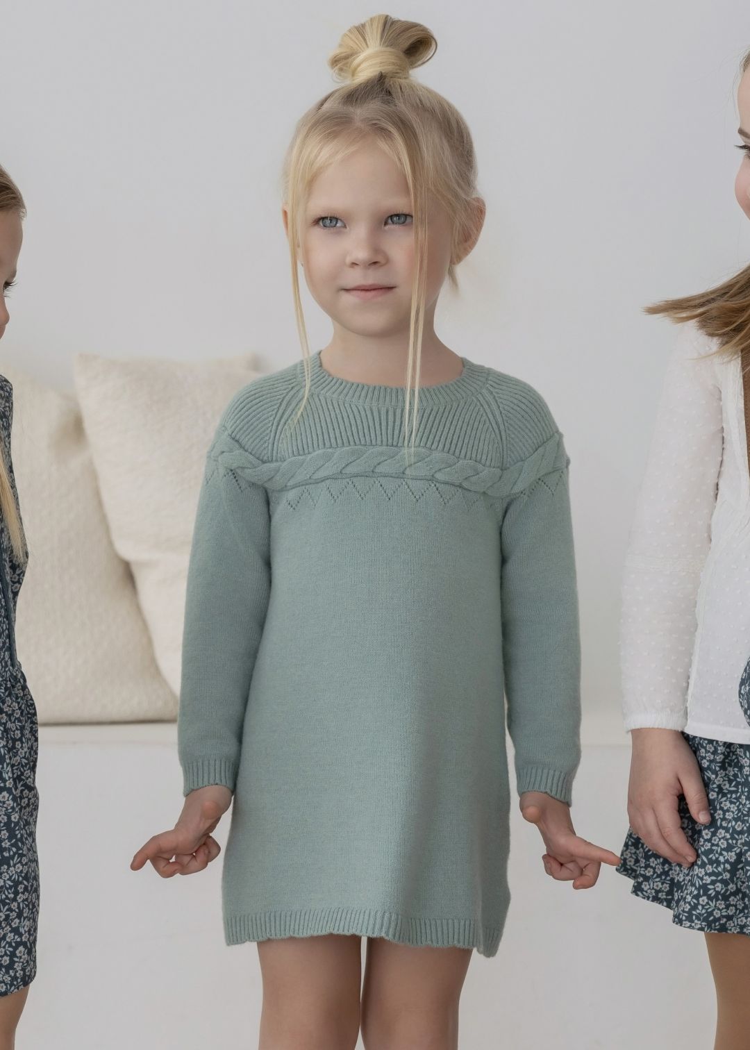 Vestido infantil niña punto verde agua miranda 0624