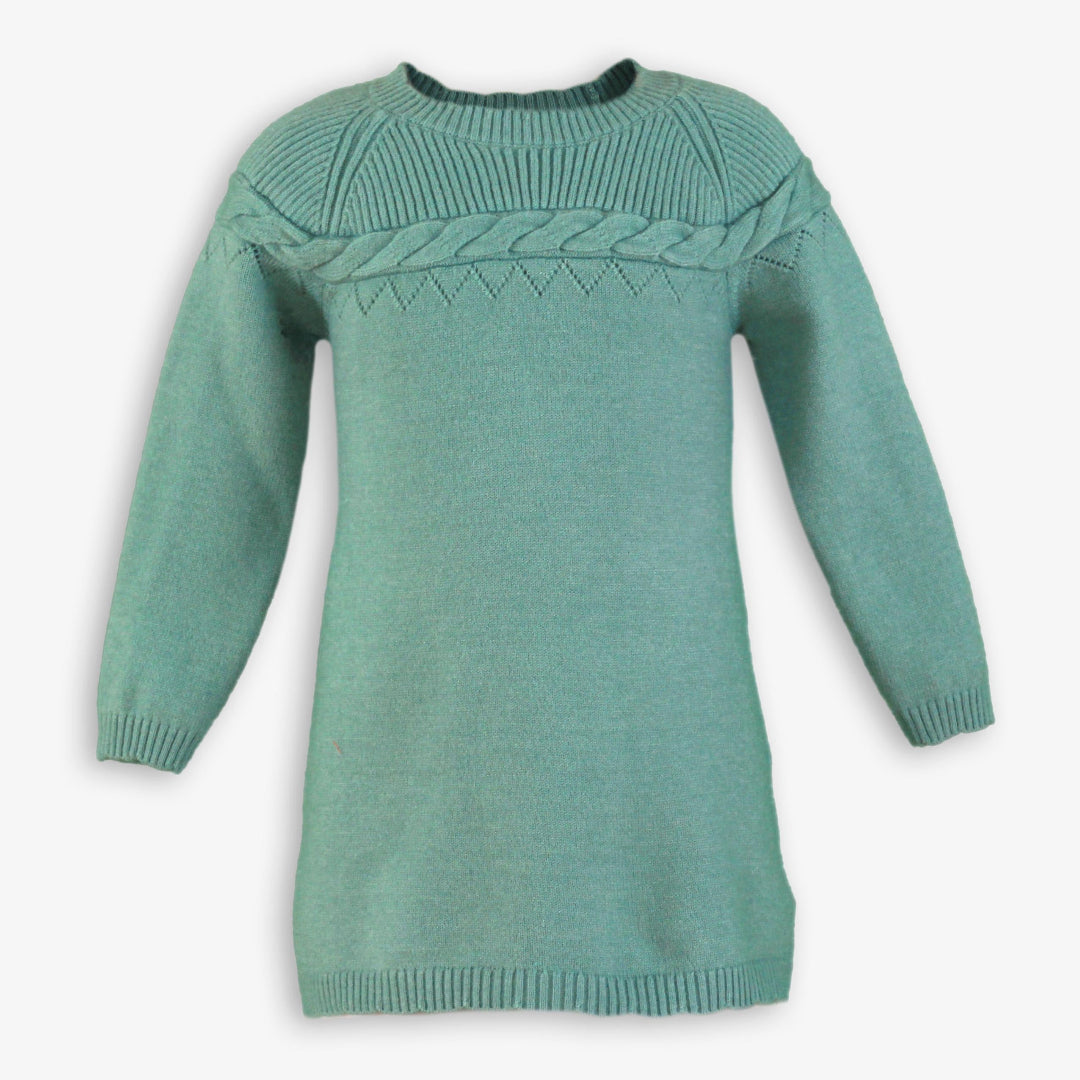 Vestido infantil niña punto verde agua miranda 0624